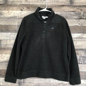 Vineyard Vines Sweater Womens Medium Gray Sherpa Sweatshirt 1/4 Zip